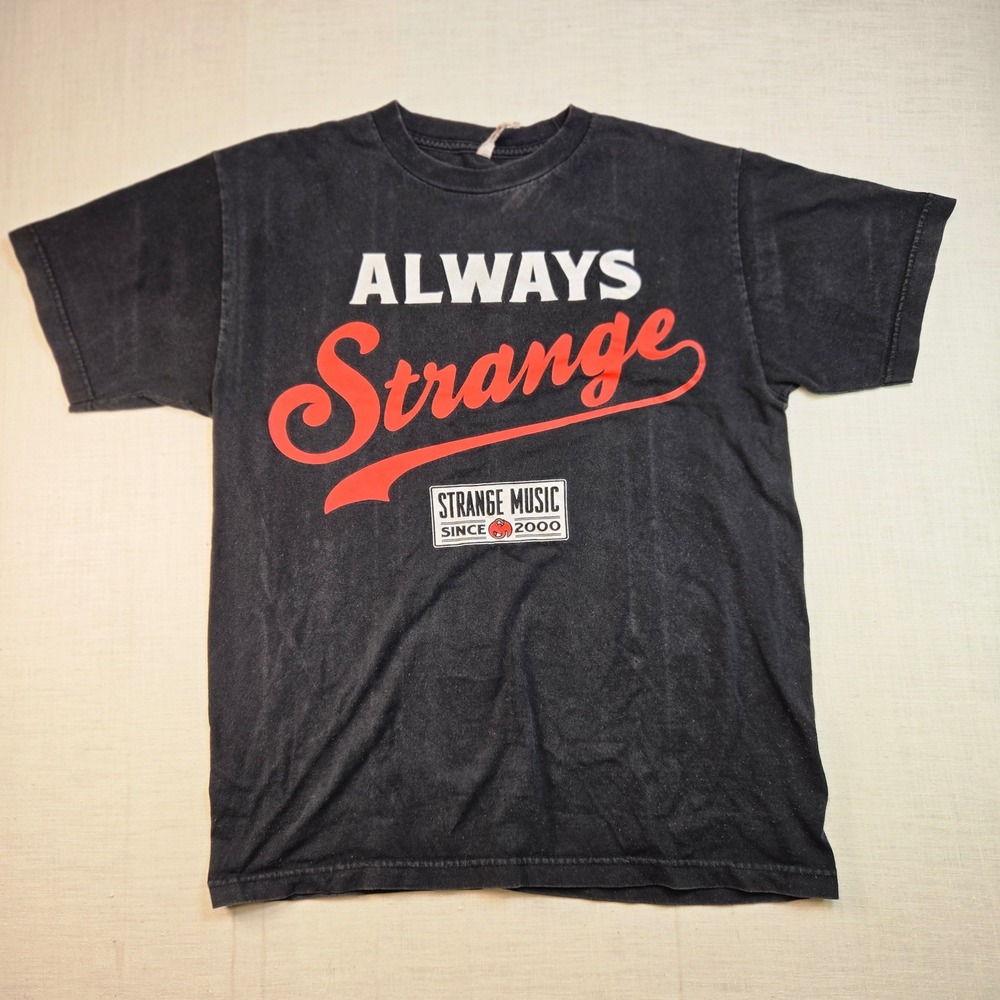 VTG Strange Music Always Strange T Shirt Medium Mens Black Graphic Rap Tee GUC